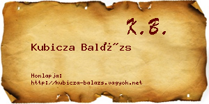Kubicza Balázs névjegykártya